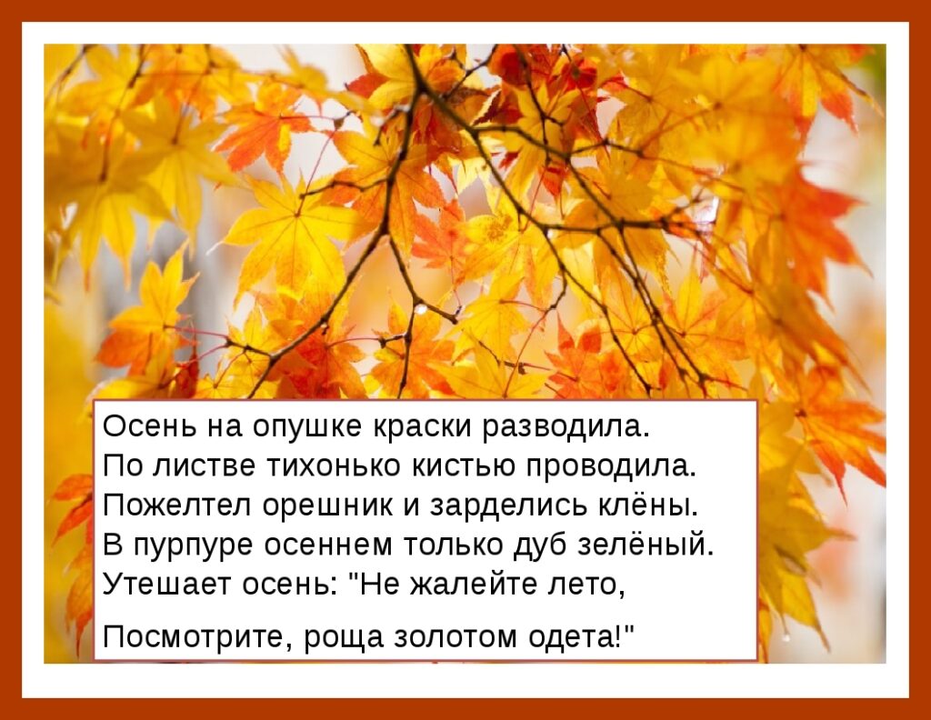 Осень развела. Осень на опушке краски разводила по листве тихонько кистью проводила. Осень на опушке краски разводила. Осень краски разводила. Осень на опушке краски разводила стихотворение.